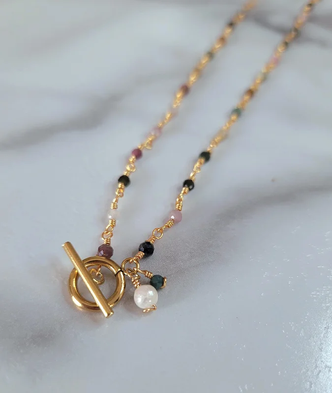 ladies necklace mother’s polished-Tourmaline Toggle Necklace