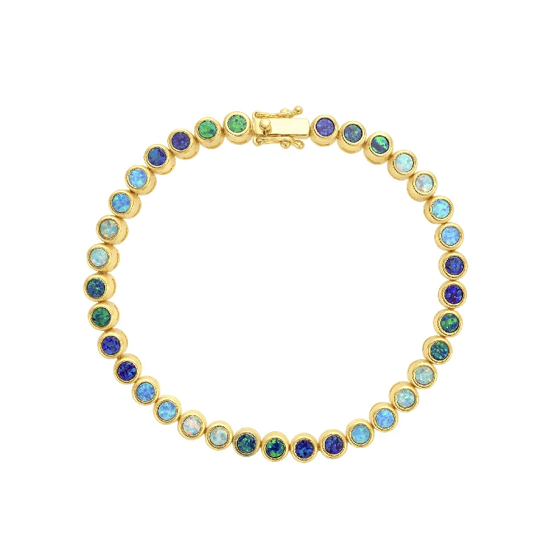 ladies bracelet chic blue sapphire-Opal Ombre Tennis Bracelet