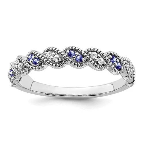 Ladies rings mixed cut rings-14k White Gold Tanzanite and Diamond Twist Band