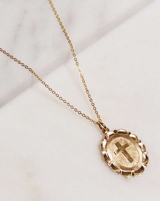 ladies necklace twisted gold-Holy Cross Necklace