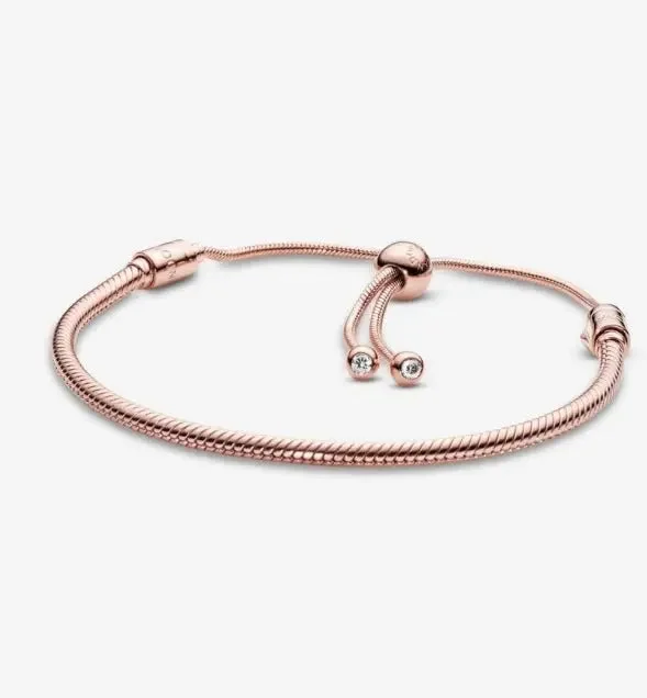 ladies bracelet subtle woven-Pandora Moments Snake Chain Slider Bracelet