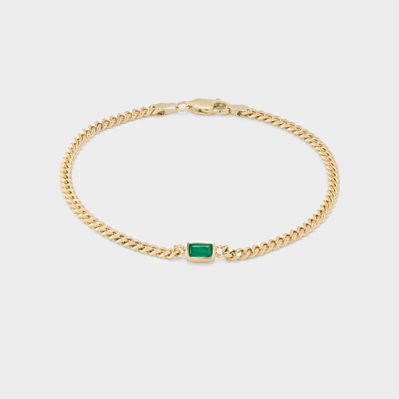 ladies bracelet vintage diamond-Gemstone Emerald Cut Chelsea Chain Bracelet