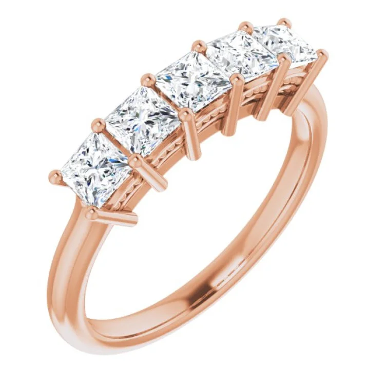 Ladies rings stainless steel options-14K Rose 1 CTW Natural Diamond Anniversary Band