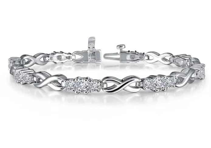 ladies bracelet black diamond timeless-Sterling Silver 4.23 CTW Simulated Diamond Infinity LinkTennis Bracelet by Lafonn