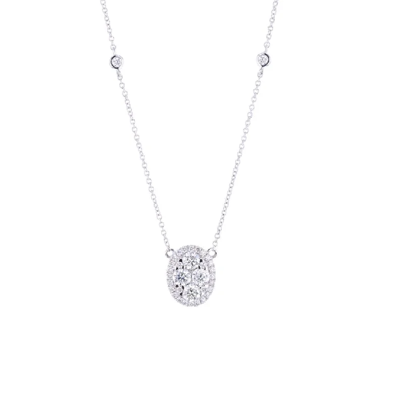 ladies necklace unique halo-0.67 ctw Diamond Pendant Necklace