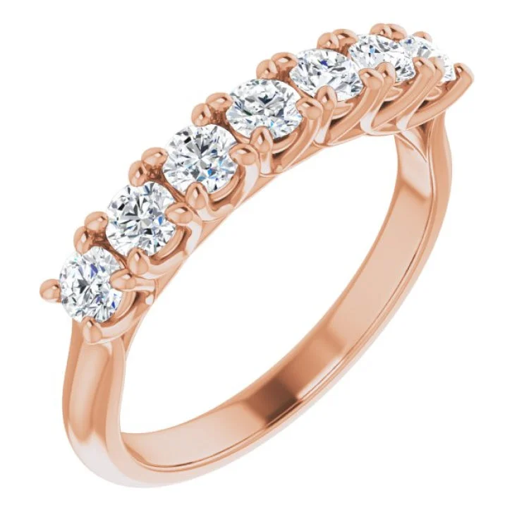 Ladies rings bold weight designs-14K Rose 3/4 CTW Natural Diamond Seven-Stone Anniversary Band