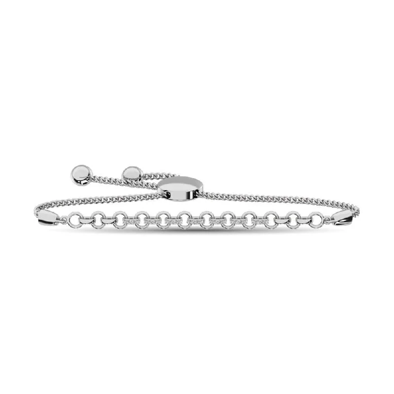 ladies bracelet affordable butterfly-Diamond Bolo Bracelet 1/20 ct tw in Sterling Silver