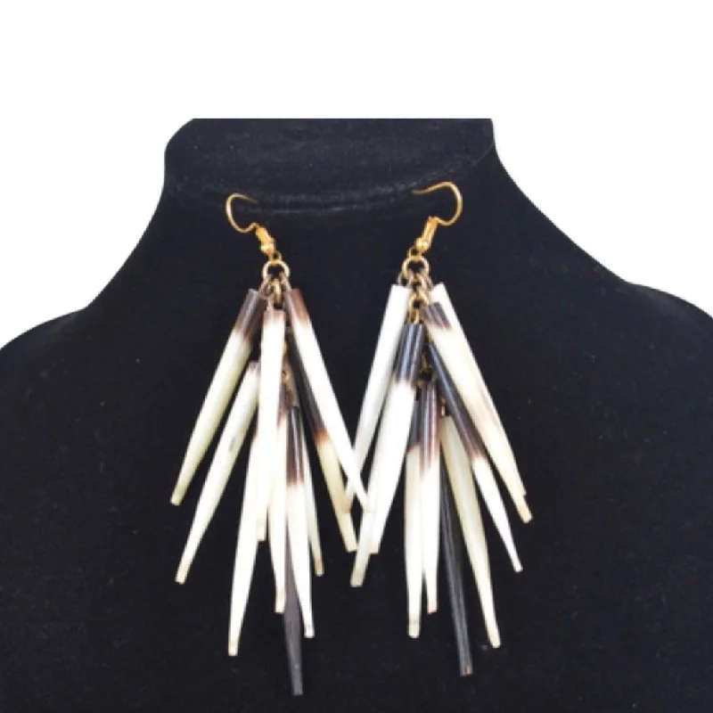 Ladies earrings secure post designs-African quill earrings