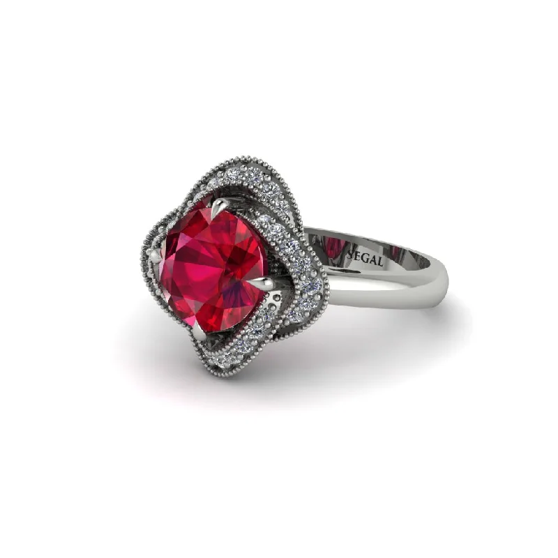 Ladies engagement rings luxurious appeal-Ruby Floral Infinity Engagement Ring - Brinley No. 12