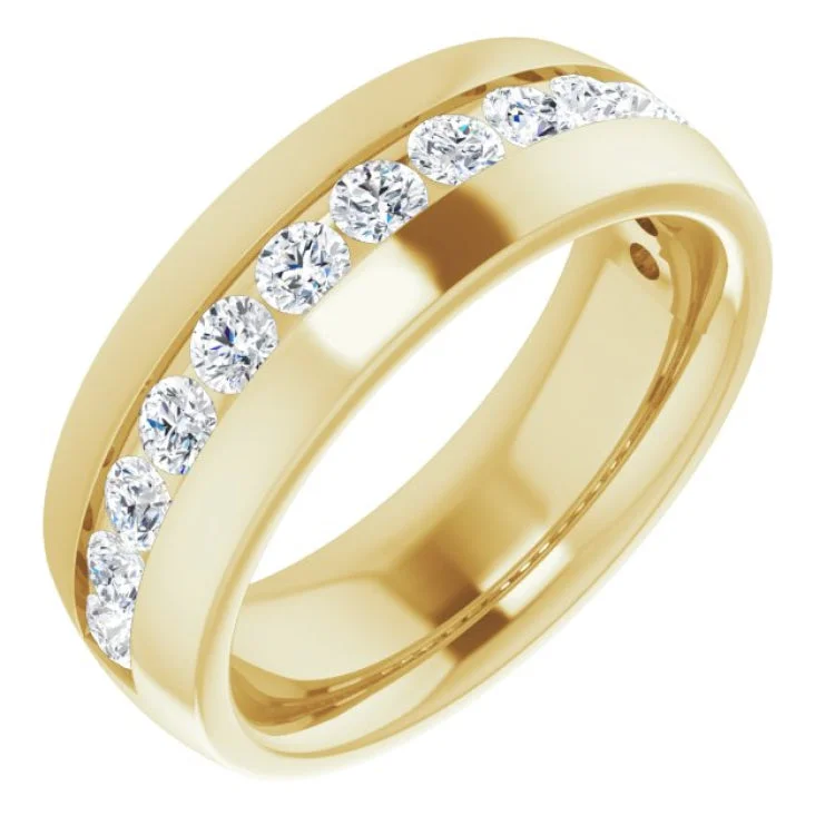 Ladies rings hand-forged designs-10K Yellow 1 3/8 CTW Natural Diamond Band