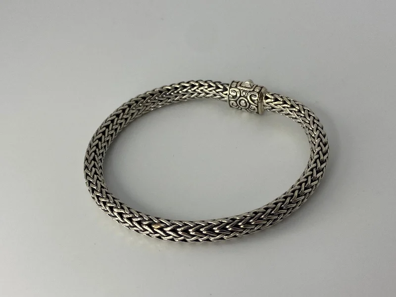 ladies bracelet name flower-Braided Silver Bracelet