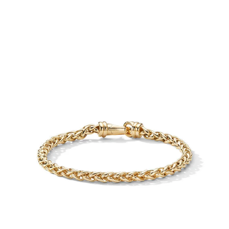 ladies bracelet smooth opal-David Yurman Gents Wheat Chain Bracelet in 18K Yellow Gold