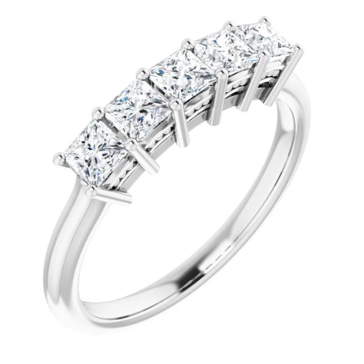 Ladies rings firm grip designs-14K White 3/4 CTW Natural Diamond Anniversary Band