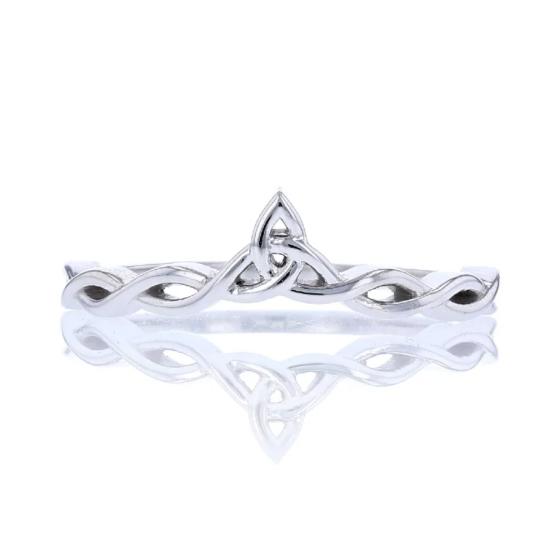 Ladies rings medium width styles-White Gold Celtic Trinity Contour Band