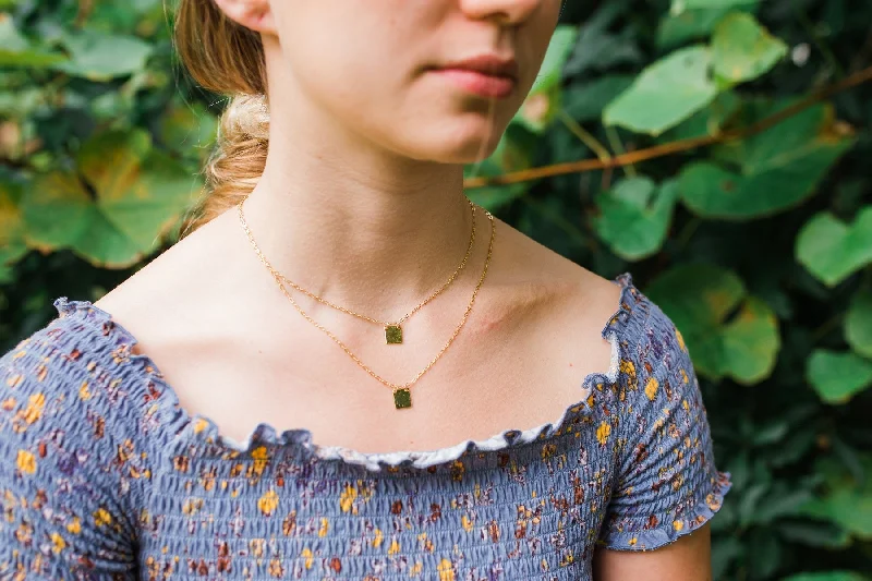 ladies necklace amethyst timeless-Layered Hammered Necklace