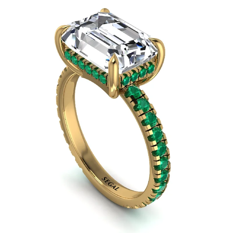 Ladies engagement rings proposal solitaires-Emerald-Cut Diamond Pavé Engagement Ring - Daphne No. 16