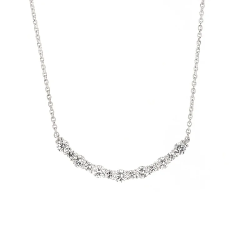 ladies necklace asymmetrical spring-1.50 ctw Diamond Curved Bar Necklace