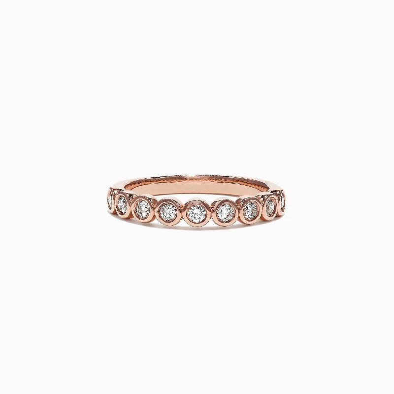 Ladies rings mixed metal finishes-Pave Rose 14K Rose Gold Bezel Set Diamond Band , 0.35 TCW