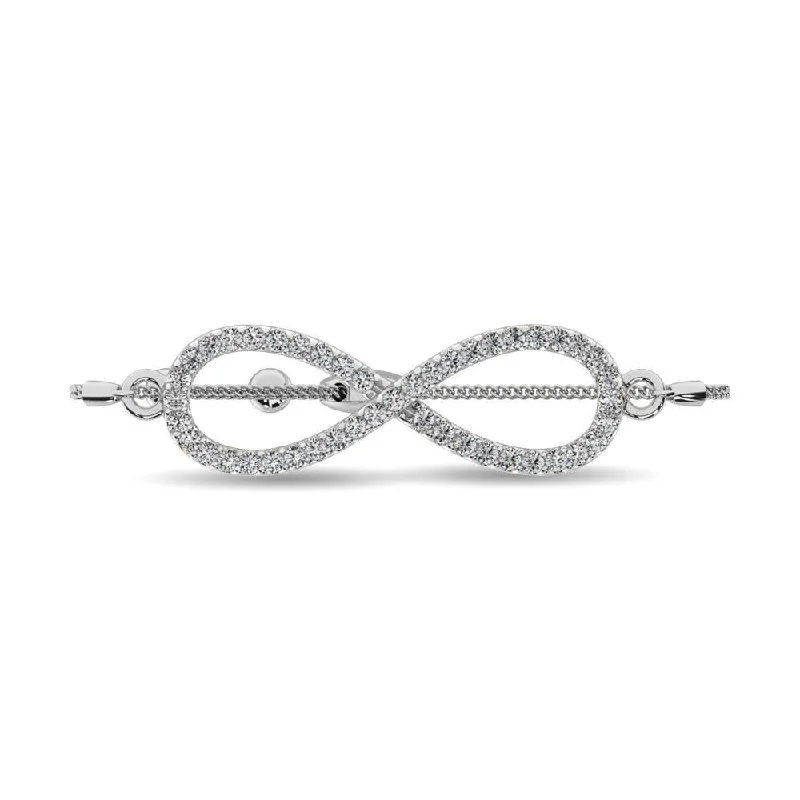 ladies bracelet chunky infinity-Diamond Infinity Bracelet 1/6 ct tw in Sterling Silver