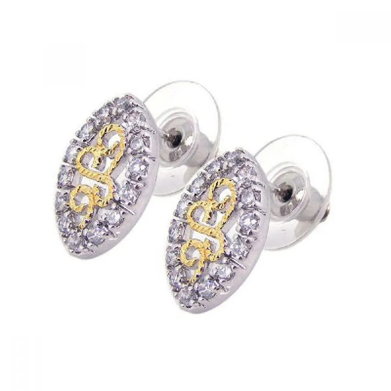 Ladies earrings mixed cut earrings-Clearance-Silver 925 Rhodium Plated Clear and Silver Marquis CZ Stud Earrings - BGE00058