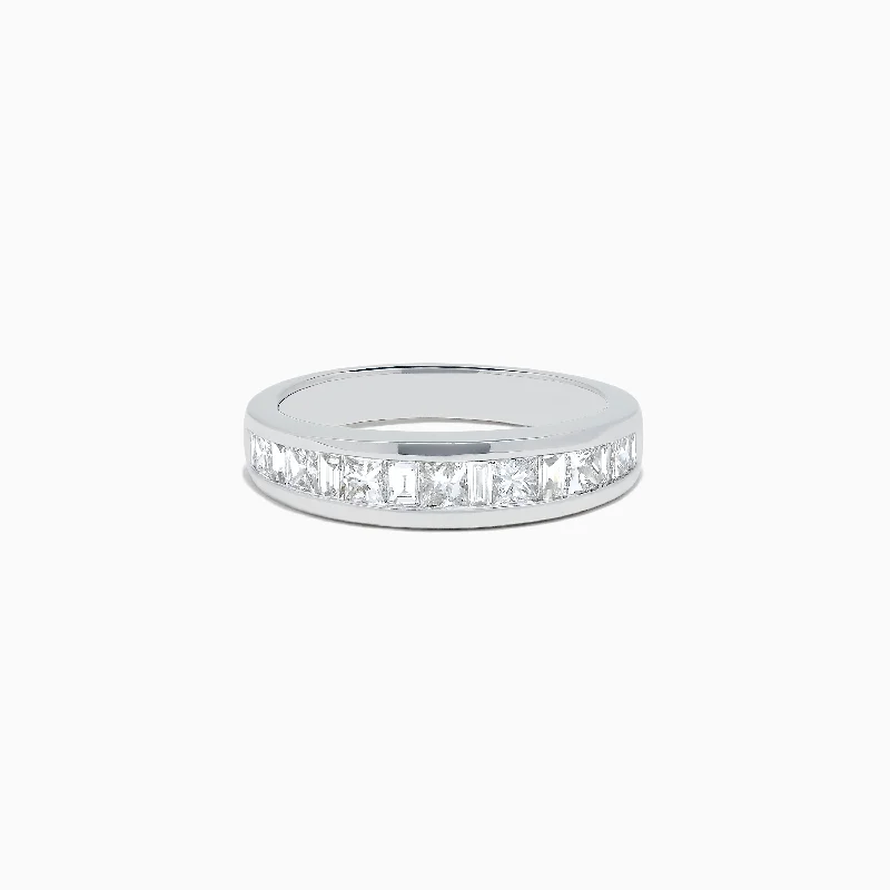 Ladies rings tribal pattern rings-14K White Gold Channel Set Diamond Band, 1.00 TCW