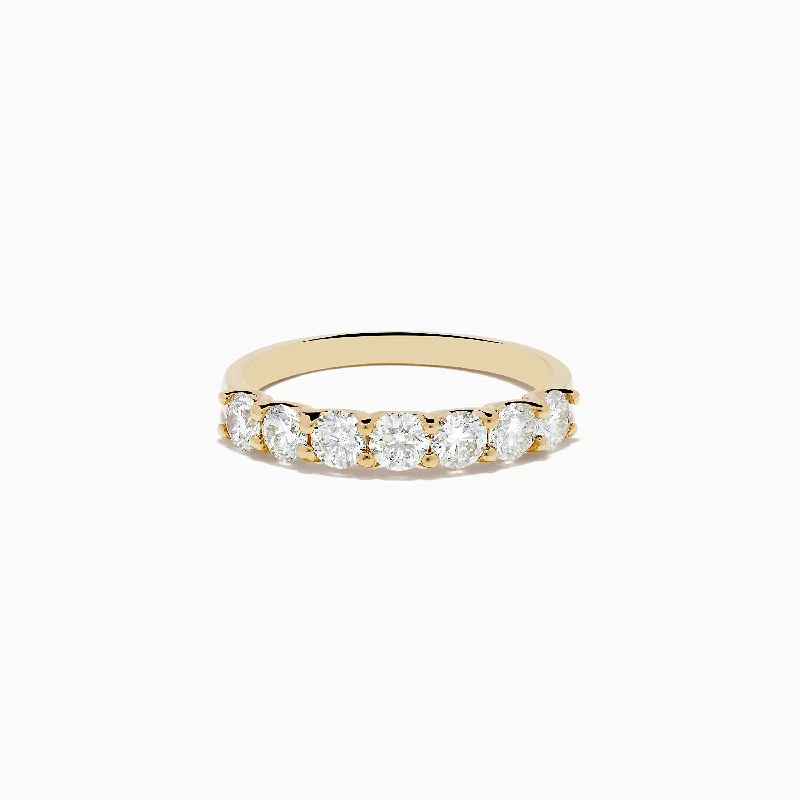 Ladies rings celebrity style trends-D'Oro 14K Yellow Gold Round Brilliant Diamond Band 1.03 TCW