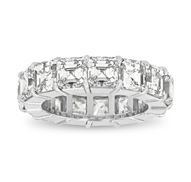 Ladies rings soft glow designs-Asscher Cut Diamond Eternity Band, 10.69 Carats