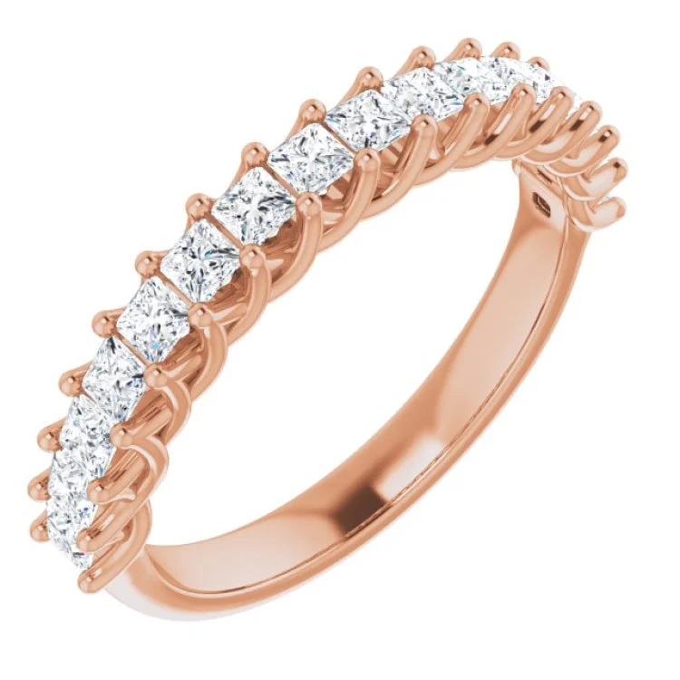 Ladies rings slip-on ring styles-14K Rose 3/4 CTW Natural Diamond Anniversary Band