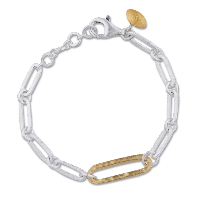 ladies bracelet statement woven-Lika Behar "Chill-Link" Bracelet Sterling Silver & 22K Gold Toggle 8" CHL22-B-102-SILG