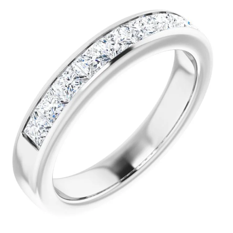 Ladies rings intricate contour designs-14K White 1 3/8 CTW Natural Diamond Band