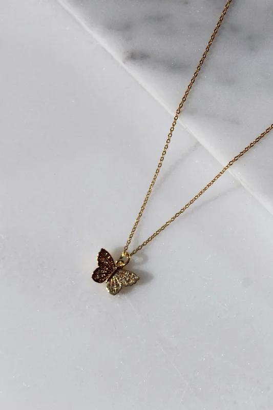 ladies necklace black diamond constellation-Baby Butterfly Necklace