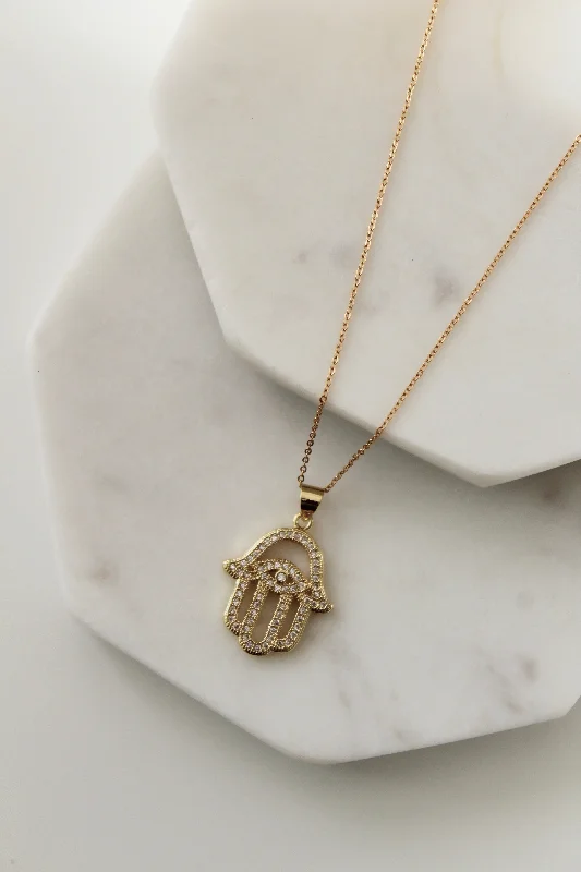 ladies necklace statement bib-Cairo Hamsa Necklace