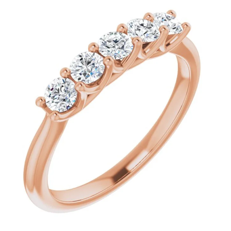 Ladies rings complex form styles-14K Rose 1/2 CTW Natural Diamond Anniversary Band