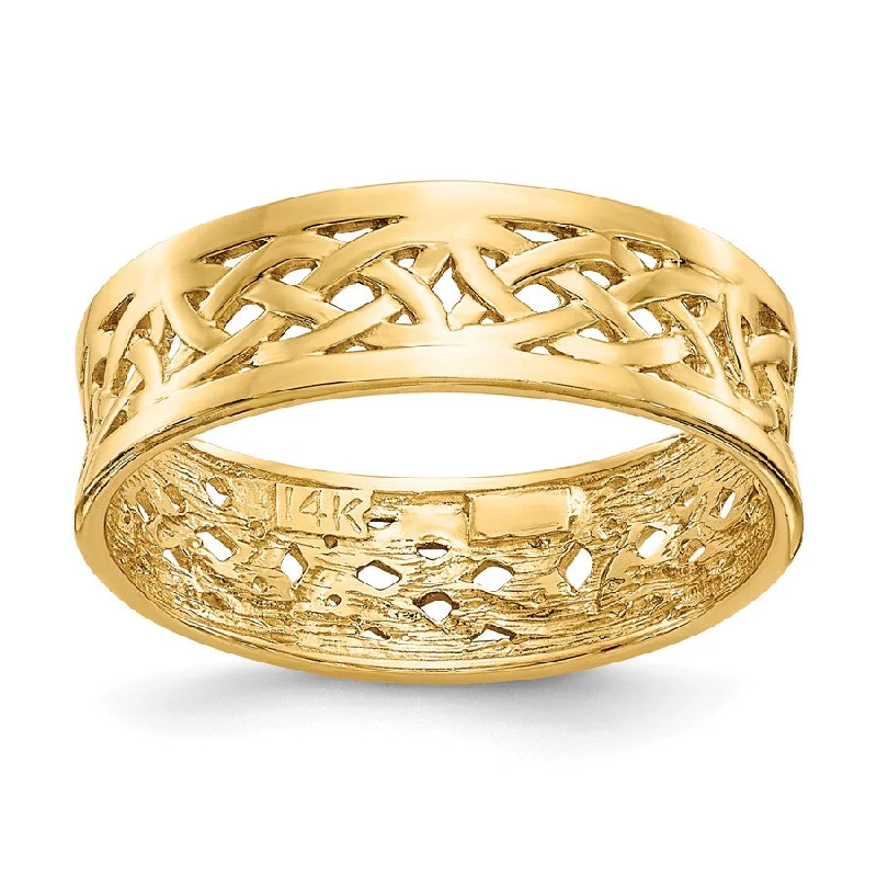 Ladies rings romantic couple sets-14k Yellow Gold 6mm Wide Polished Celtic Knot Band