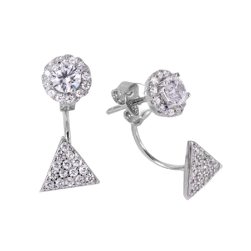 Ladies earrings hand-forged styles-Silver 925 Rhodium Plated Triangle Cluster Earrings - BGE00441