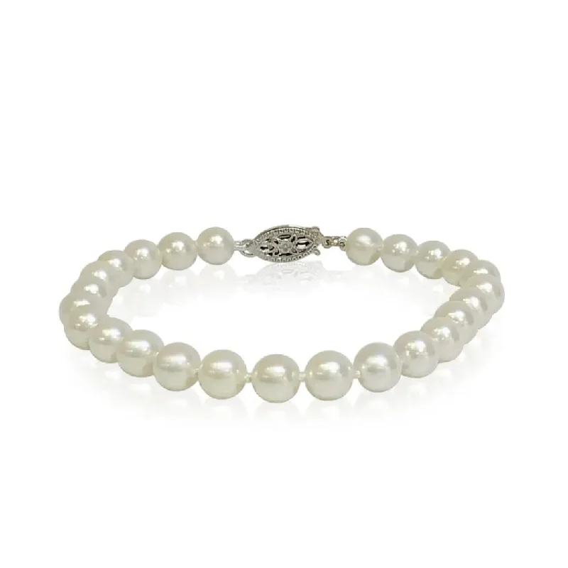 ladies bracelet spring mother’s-White Gold Pearl Bracelet