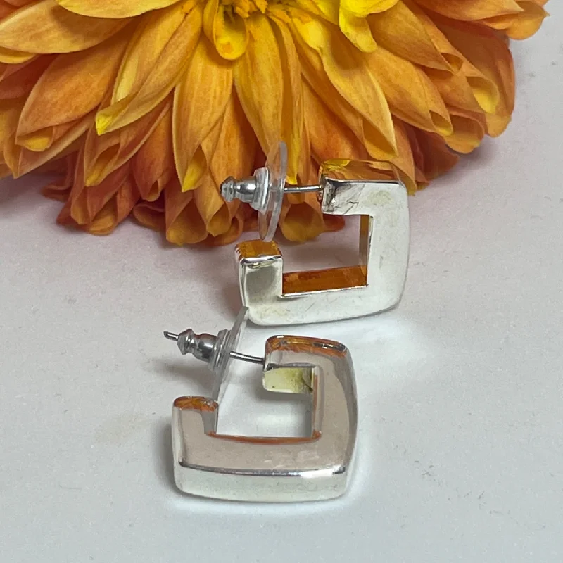 Ladies earrings artisan metalwork designs-Chunky Square Earrings