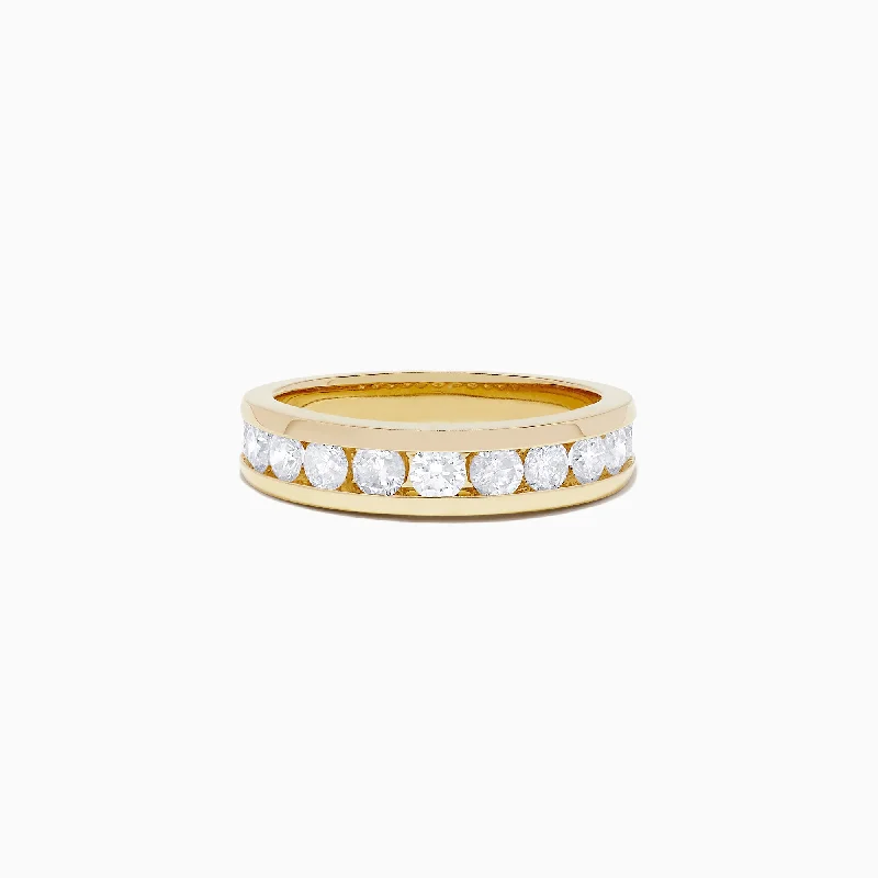 Ladies rings birthstone accent styles-D'Oro 14K Yellow Gold Channel Set Diamond Band, 0.98 TCW