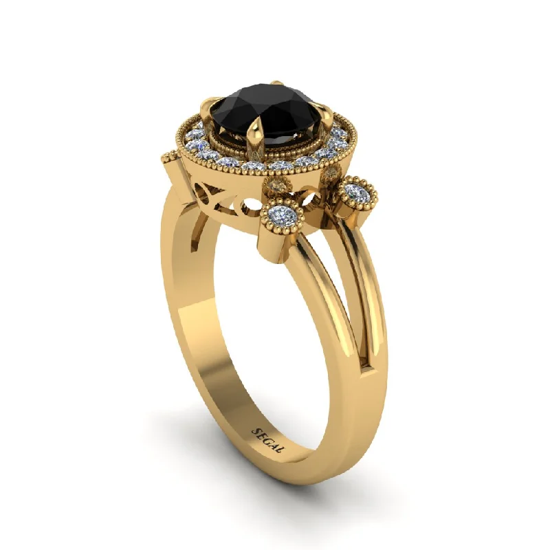 Ladies engagement rings sentimental solitaires-Radiant Black Diamond Halo Gold Engagement Ring - Madilyn No. 7