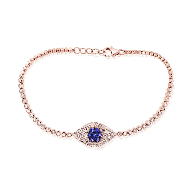 ladies bracelet leaf tropical-Evil Eye Diamond Bracelet