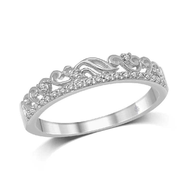 Ladies rings budget-friendly finds-14K White Gold 1/20 CTW Diamond Stackable Band