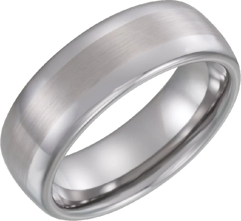 Ladies rings pastel tone styles-Tungsten 8 mm Rounded Edge Band with Satin Center Size 9.5