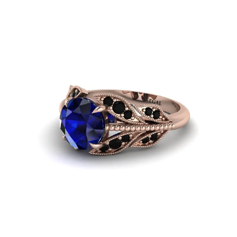 Ladies engagement rings budget picks-Sapphire Majestic Leaf Gold Engagement Ring - Makenna No. 44