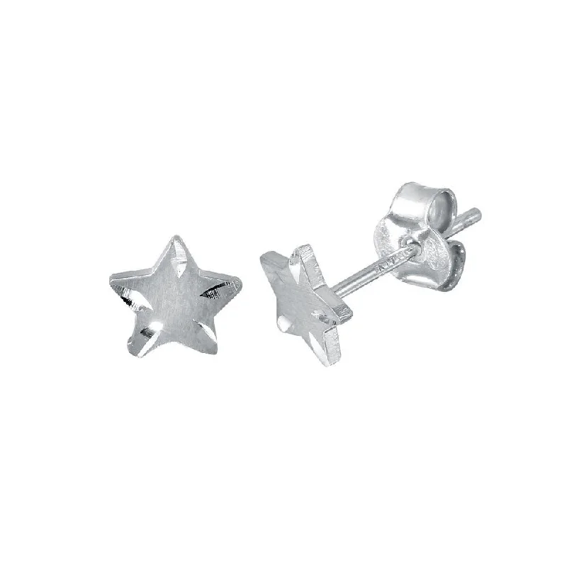 Ladies earrings Thanksgiving gift styles-Rhodium Plated 925 Sterling Silver DC Star Earrings - ECE00038RH