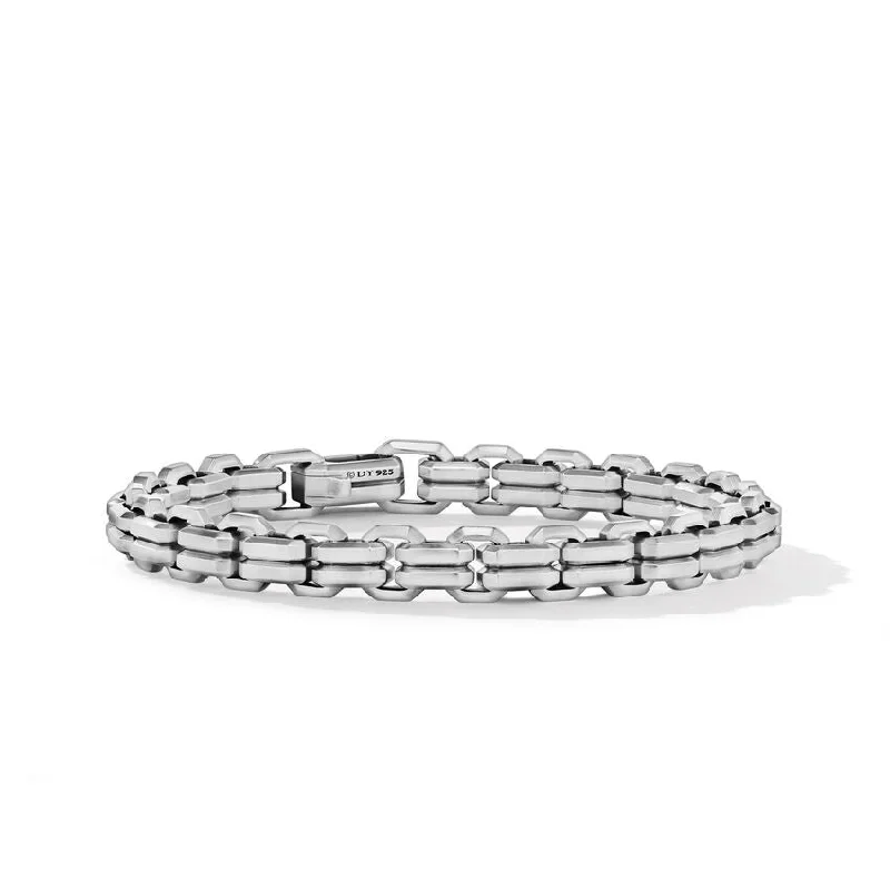 ladies bracelet affordable solitaire-DY Gents Streamline Double Heirloom Link Bracelet in Sterling Silver, 8mm