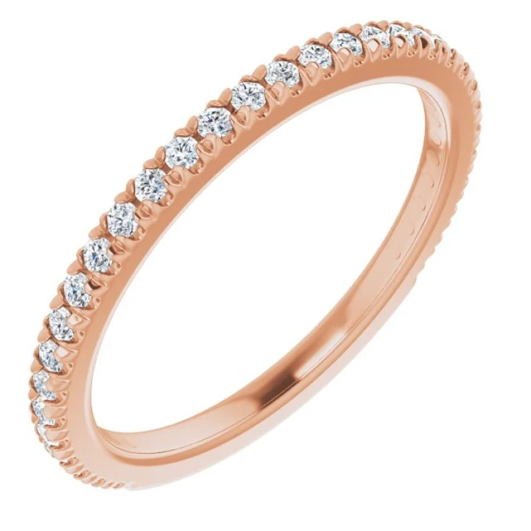 Ladies rings graduated size designs-14K Rose 1/3 CTW Natural Diamond French-Set Anniversary Band