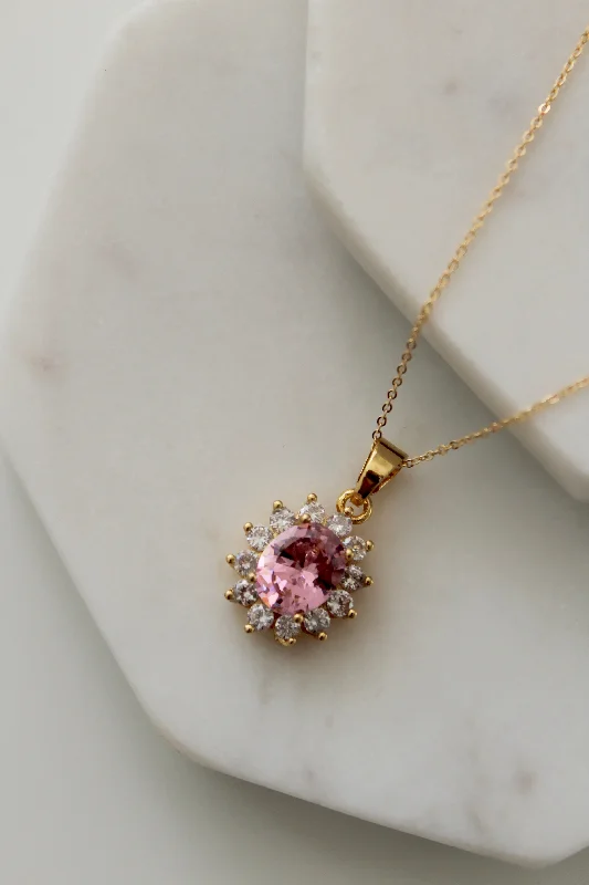 ladies necklace luxury halo-Crowned Jewel Necklace (4 colors available)