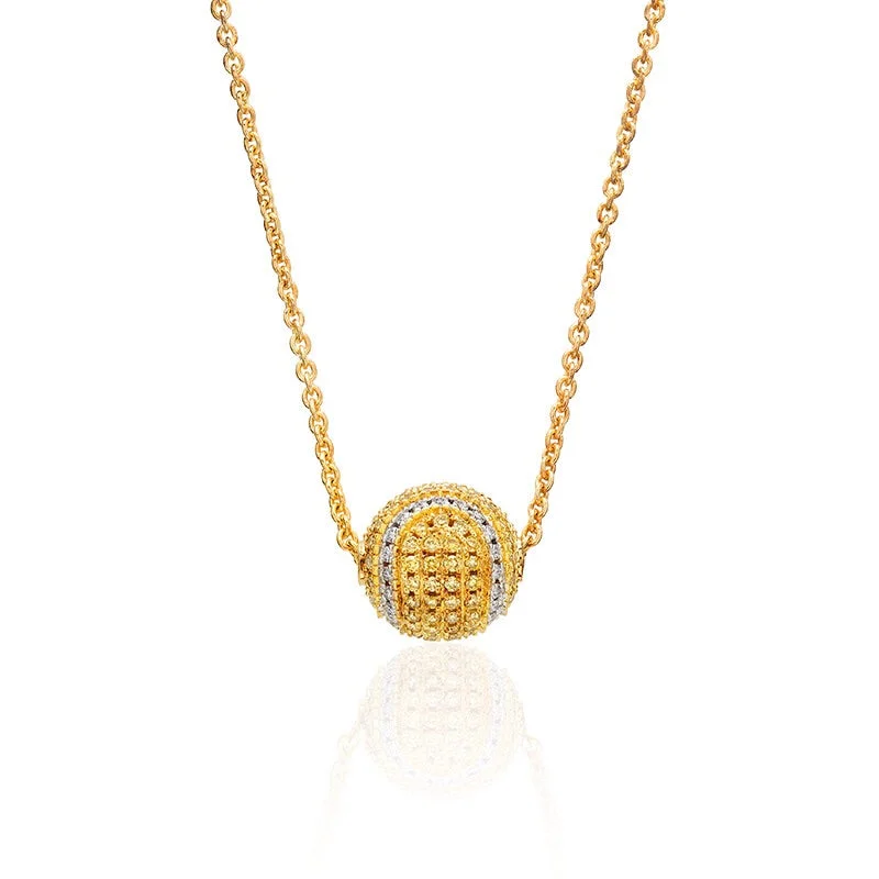 ladies necklace mother’s black friday-14Kt Yellow Gold and Diamond Pave Tennis Ball Necklace