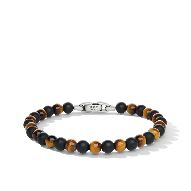 ladies bracelet braided zodiac-David Yurman Gents Spiritual Beads Bracelet with Black Onyx and Tiger's Eye