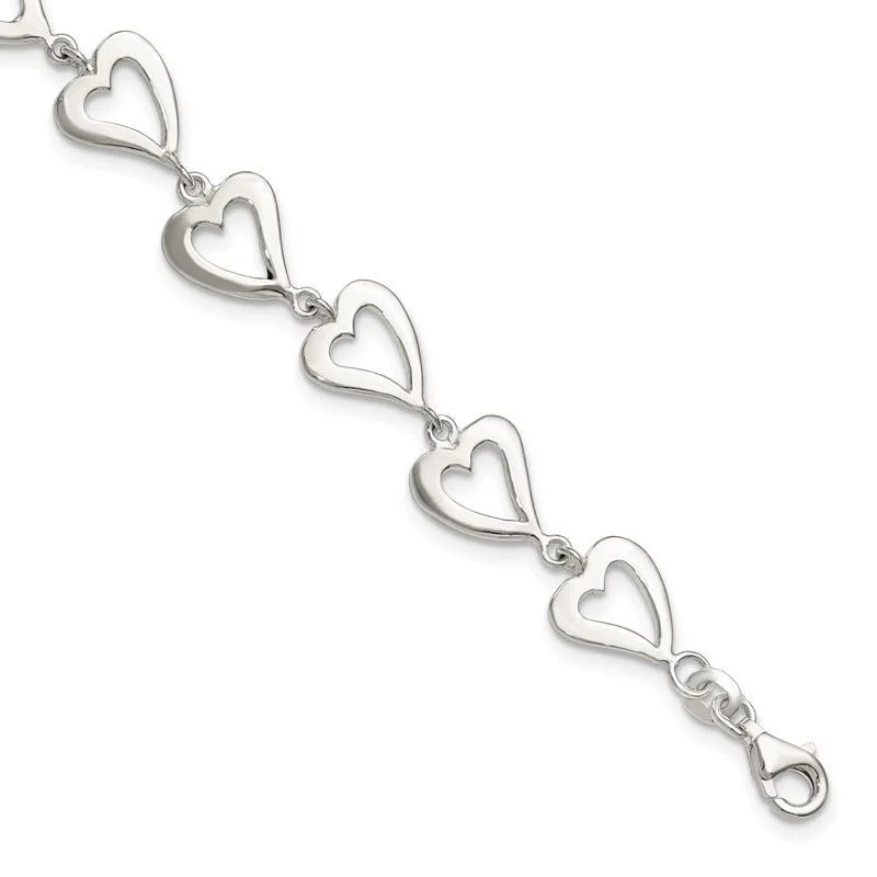 ladies bracelet tropical valentine’s-Sterling Silver Polished Heart Bracelet